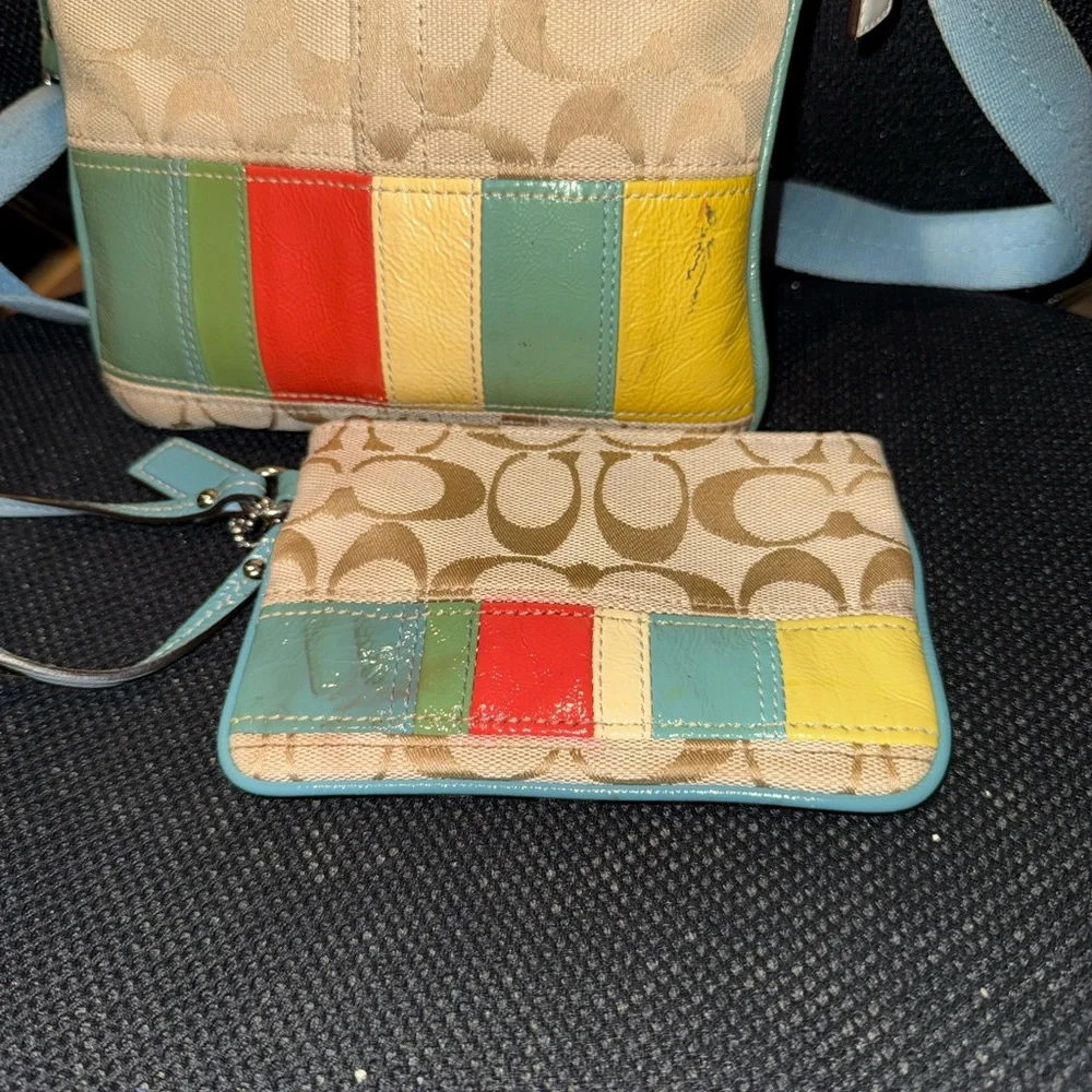 Vintage Coach Multicolor Crossbody Bag and Wristlet Set - Picture 2 of 5
